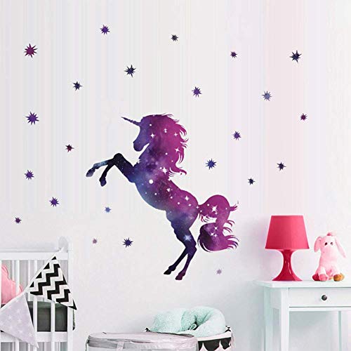 Product Cover Bamsod Dream Unicorn Wall Stickers Kids Wall Decals Vinyl Art for Girls Boys Bedroom,Home Decor 14''x23.6''