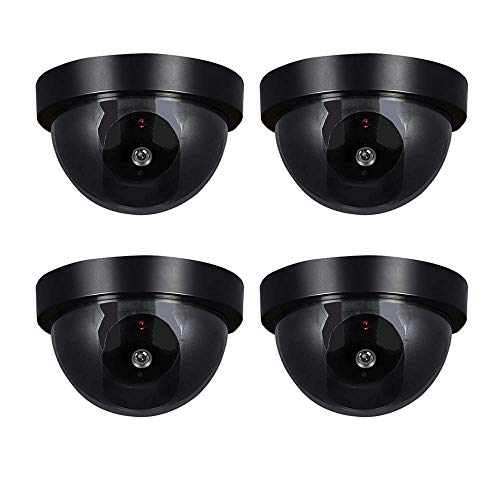 Product Cover Henxlco 4Pack Dome Dummy Security Cameras Fake Infrared IR CCTV Surveillance Imitation Simulated Blinking LED CCTV Surveillance