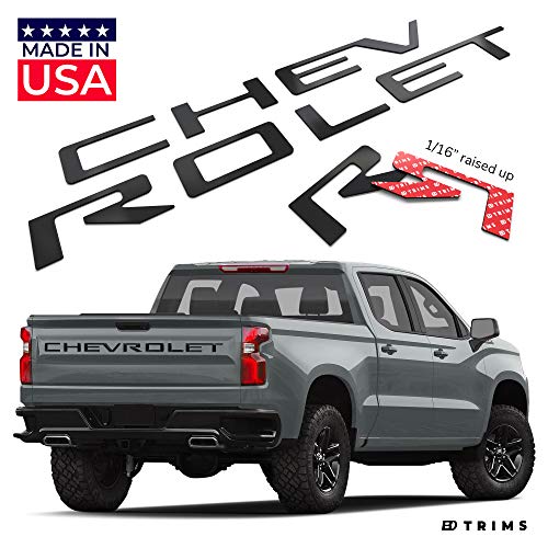 Product Cover BDTrims Tailgate Raised Letters Compatible with 2019 2020 Silverado Models (Black)