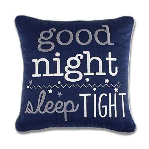 Product Cover Wendy Bellissimo Super Soft Square Decorative Pillow + Throw Pillow (11x11) Nursery Décor - Good Night Sleep Tight in Navy and White