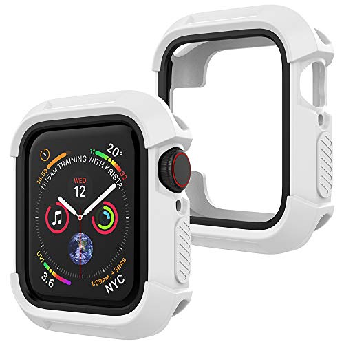 Product Cover UooMoo Compatible with Apple Watch 4/5 case 44mm, TPU Shockproof Rugged Full-Protective Bumper Cover Replacement for iWatch Apple Watch Seires 4 Series 5 (44mm,White/Black)