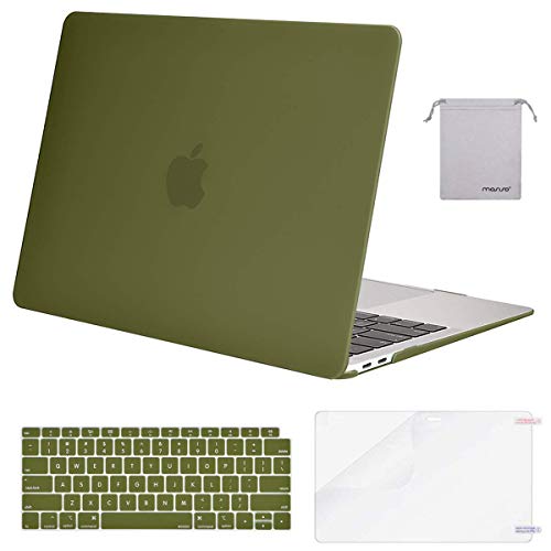 Product Cover MOSISO MacBook Air 13 inch Case 2019 2018 Release A1932 with Retina Display, Plastic Hard Shell & Keyboard Cover & Screen Protector & Storage Bag Compatible with MacBook Air 13, Capulet Olive