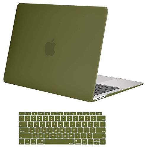 Product Cover MOSISO MacBook Air 13 inch Case 2019 2018 Release A1932 with Retina Display, Plastic Hard Shell Case & Keyboard Cover Skin Only Compatible with MacBook Air 13 with Touch ID, Capulet Olive
