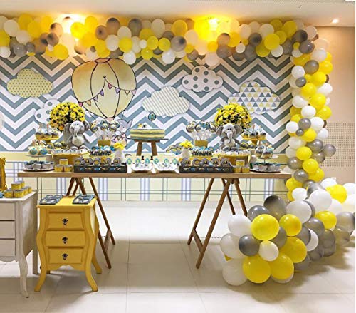 Product Cover PartyWoo Gray Yellow White Balloons, 60 pcs 12 Inch Pack of Yellow Balloons, Gray Balloons, White Balloons, Yellow Grey Balloons for Yellow Party Decorations, Yellow Gray Baby Shower Decorations