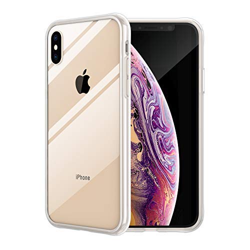 Product Cover Clear Case for iphone Xs Max,Soft TPU Frame and Tempered Glass Back Double Protection Phone Cover for iPhone Xs Max (6.5 inch)