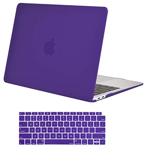 Product Cover MOSISO MacBook Air 13 inch Case 2019 2018 Release A1932 with Retina Display, Plastic Hard Shell Case & Keyboard Cover Skin Only Compatible with MacBook Air 13 with Touch ID, Solid Purple