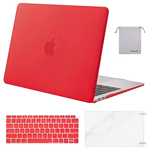 Product Cover MOSISO MacBook Air 13 inch Case 2019 2018 Release A1932 with Retina Display, Plastic Hard Shell & Keyboard Cover & Screen Protector & Storage Bag Compatible with MacBook Air 13, Red