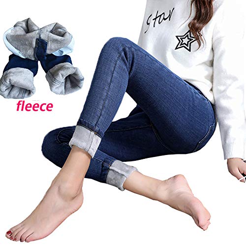 Product Cover heipeiwa Womens Winter Jeans Thick Skinny Pants Fleece Lined Slim Stretch Warm Jeggings