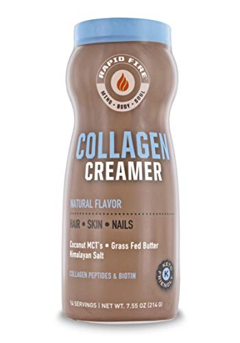 Product Cover Rapid Fire Collagen Creamer for Hair, Skin & Nails, With Coconut MCTS, Grass Fed Butter, Himalayan Pink Salt, 7.6 Oz., 14 Servings