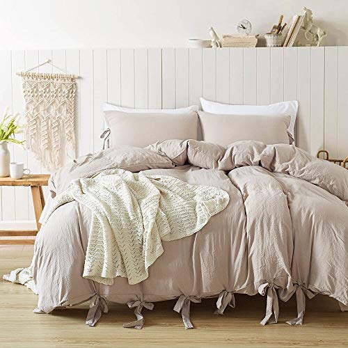 Product Cover annadaif Giveuwant Duvet Cover Set King(104x90 Inch), 3 Pieces Khaki Ultra Soft Washed Cotton Butterfly Bow tie Bowknot Duvet Cover Set, Easy Care Bedding Set for Men, Women