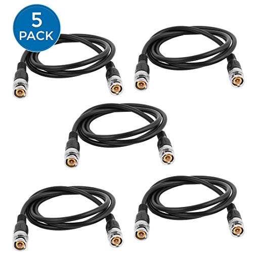 Product Cover TraderPlus 5-Pack 5ft BNC Male to BNC Male Jumper Cable Extension Connector for CCTV DVR to TV System (5 FT)