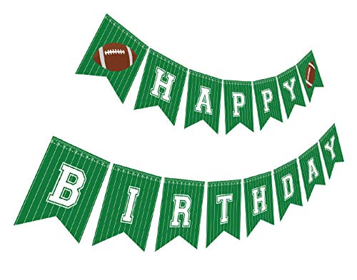 Product Cover Silvima Football Birthday Banner | Football Theme Happy Bday Bunting Sign, Football Party Decoration