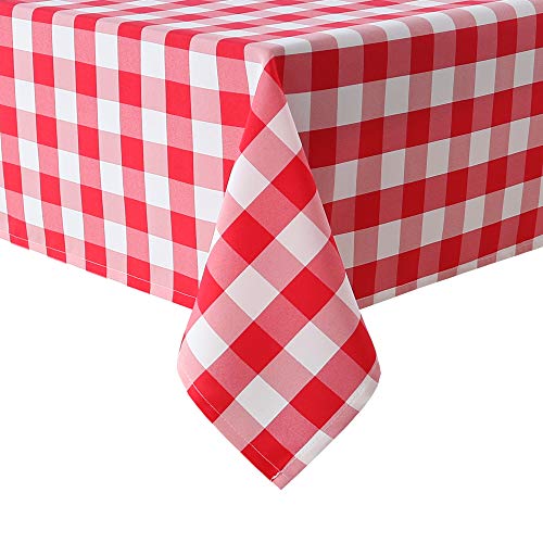 Product Cover Hiasan Red Checkered Tablecloth Square for Outdoor Picnic, Dining - Water Resistant Washable Polyester Plaid Table Cloth, 60 x 60 Inch