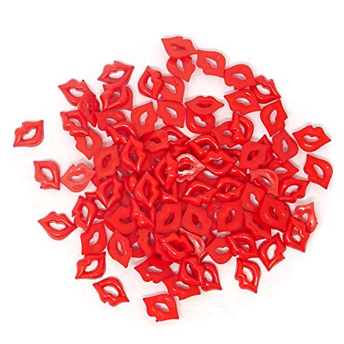 Product Cover Honbay 100PCS DIY Sexy Red Lip Accessories Acrylic Flatback Kiss Lip Shaped Accessories for Arts, Crafts, Jewelry Making