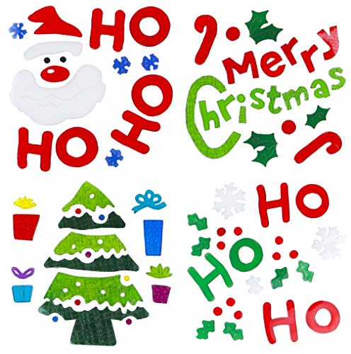 Product Cover Iconikal Christmas Gel Cling Window Decorations 83-Piece Set (Santa, Tree, Merry Christmas, and Ho Ho Ho)