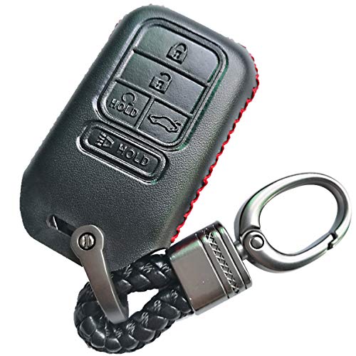 Product Cover Black Leather Cover Key Fob Case Protector Jacket Remote Holder For 2015 2016 2017 2018 2019 Honda Accord Civic CR-V CRV Pilot EX EX-L Touring Premium