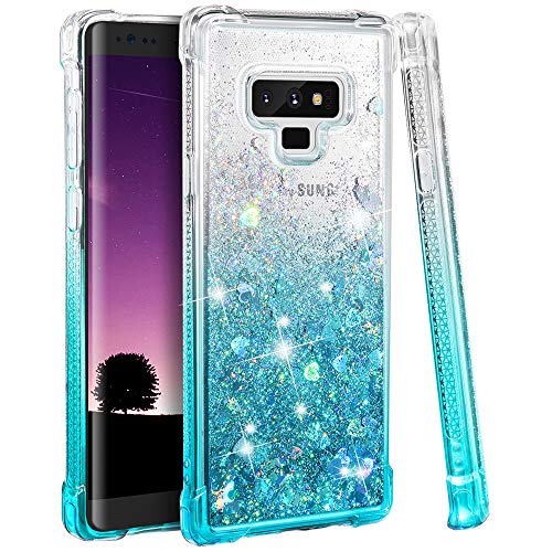 Product Cover Ruky Galaxy Note 9 Case, Gradient Quicksand Series Glitter Flowing Liquid Floating TPU Bumper Cushion Reinforced Corners Girls Women Cute Case for Galaxy Note 9 2018 Release, Gradient Teal