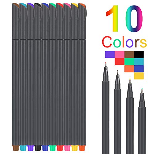 Product Cover Fineliner Color 10 Pen Set Colorful fine Liner Perfect for Writing in Notebook 0.38mm