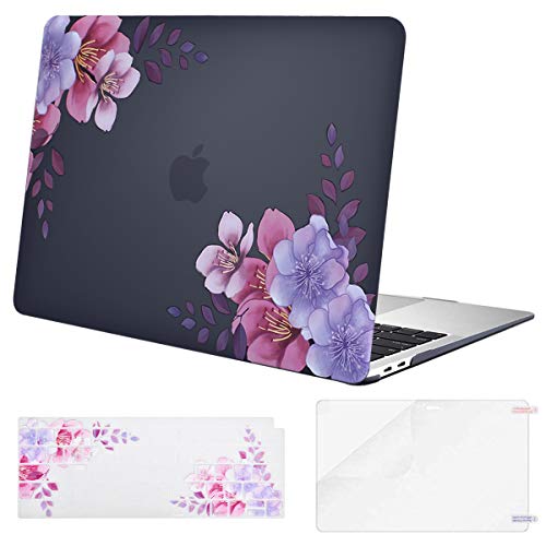 Product Cover MOSISO MacBook Air 13 inch Case 2019 2018 Release A1932 with Retina Display, Plastic Pattern Hard Shell & Keyboard Cover & Screen Protector Only Compatible with MacBook Air 13, Peach Blossom
