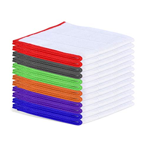 Product Cover LUCKISS 100% Bamboo Dish Cloths Super Absorbent Towels Soft Durable and Eco Friendly Cleaning Rags for Washing Dishes White Dishcloths 12 X 12 inch