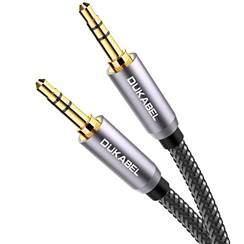 Product Cover DuKabel Top Series Audio Cable 8 Feet (2.4 Meters) - Shielded Aux Cable Cord 3.5mm Male to Male Stereo Auxiliary Cable Cord/Crystal-Nylon Braided / 24K Gold Plated / 99.99% 4N OFC Conductor