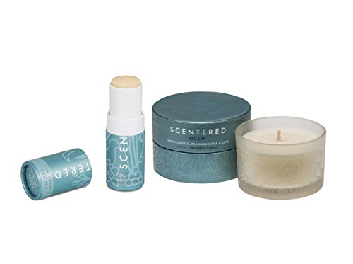 Product Cover Scentered I WANT TO ESCAPE Aromatherapy Balm & Candle Gift Set - Encourages Feelings of Peace & Tranquility - Frankincense, Sandalwood & Cedarwood Blend