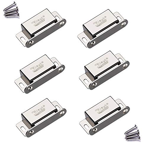 Product Cover Magnetic Door Catch Jiayi 6 Pack Cabinet Door Magnets 15 lbs Strong Cabinet Magnet Latch Hardware Stainless Steel for Home Kitchen Cupboard Wardrobe Closet Door Closer-Silver