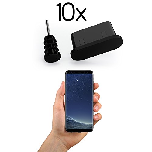Product Cover innoGadgets 10x Anti Dust Plugs for Smartphone, MacBook, Laptop | USB-C Dust Plug for Samsung Galaxy S8, S9, S10 | Silicone Dust Plug - Black