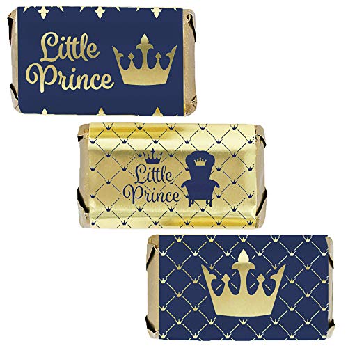 Product Cover Royal Prince Baby Shower Mini Candy Bar Wrappers - Shiny Foil - 45 Stickers