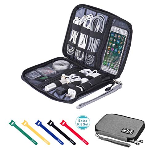 Product Cover Travel Cable Organizer Bag Waterproof Portable Electronics Accessories Case with 5 Cable Ties for USB Cable Cord Phone Charger Headset Wire SD Card