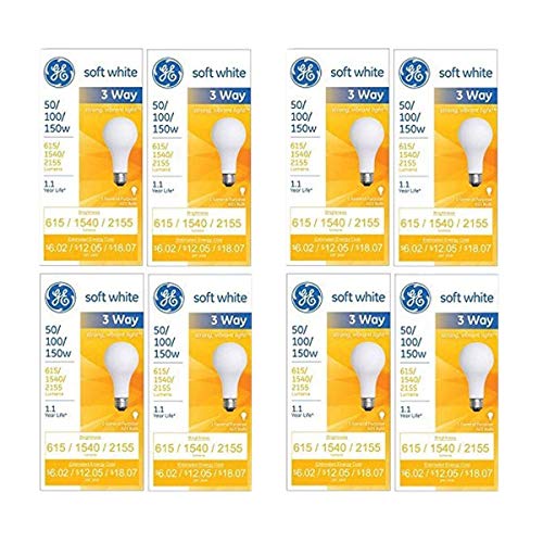 Product Cover 97494 Lighting 50/100/150-Watt, 3-Way Light Bulb, Soft White, 8-Pack
