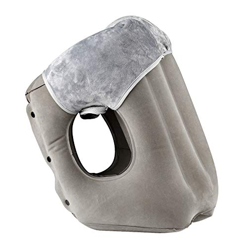 Product Cover simptech Inflatable Travel Pillow,Airplane Pillow with Super Soft Slipcover, Big Valve Design Inflate and Deflate in Seconds, Unfolding Used As Lumbar Support (Grey, Travel Pillow)
