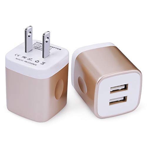 Product Cover USB Wall Charger, Charging Block Brick, FiveBox 2Pack Dual Port 2.1A Wall Charger Base Charging Cube Plug Phone Charger Box Compatible iPhone XS Max/XR/X/8/7/6/6s, iPad, Samsung Galaxy S9 S8 S7 S6, LG