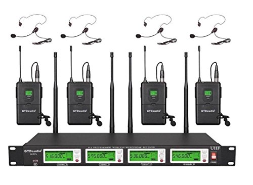 Product Cover GTD Audio 4x800 Channel Selectable Frequency UHF Diversity Wireless Lavalier/Lapel/Headset Microphone Mic System 787 (4 Lavaliere Mics)