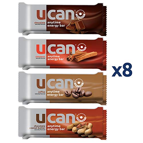 Product Cover UCAN Energy Bar Variety Pack (2 Chocolate, 2 Coffee, 2 Cinnamon, 2 Peanut Butter - 1.5oz, 8 Count) - Protein Snack, Gluten Free, No Trans Fats