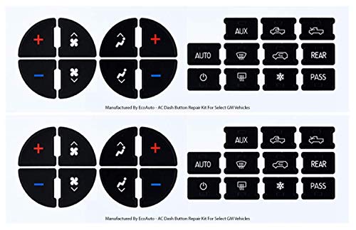 Product Cover EcoAuto AC Dash Button Replacement Decal Stickers (Pack of 2) for Select GM Vehicles - AC Control & Radio Button Sticker Repair Kit - Fix Ruined Faded A/C Controls