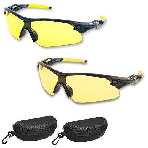 Product Cover BEST Night Driving Glasses- Anti Glare Night Vision Reduce Eye Strain Men Women ((2 Pair Combo) Yellow & Amber)
