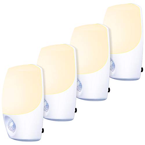 Product Cover Motion Sensor Light, Emotionlite Plug in Night Lights, Warm White LED, Motion-Activated Nightlight, Hallway, Bathroom, Stairs, Kitchen, Garage, Corridor, Basement, Energy Efficient, UL Listed, 4 Pack