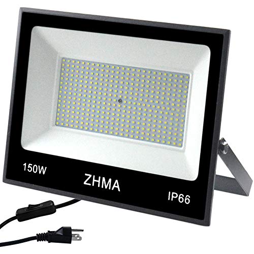 Product Cover ZHMA 150W LED Flood Light, Super Bright Outdoor Security Lamp, 12000lm Work Lights, 6500k White Light Bulb, IP66 Waterproof Outdoor Floodlights Landscape for Garden,Garage, Lawn, Yard, Playground.