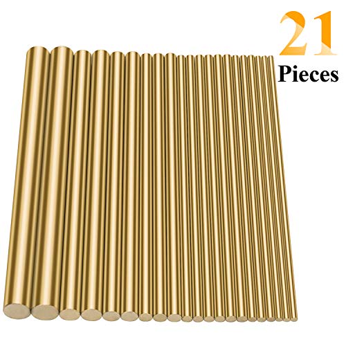 Product Cover Sutemribor Brass Round Rods Bar Assorted Diameter 2-8mm for DIY Craft (21 PCS)