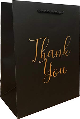Product Cover 12 Pack Thank You Gift Bags - Elegant Paper Gift Bags with ''Thank You'' Embossed in Gold Foil Letters - Perfect for Birthday Party, Wedding Party, Paper Favor Bags 4
