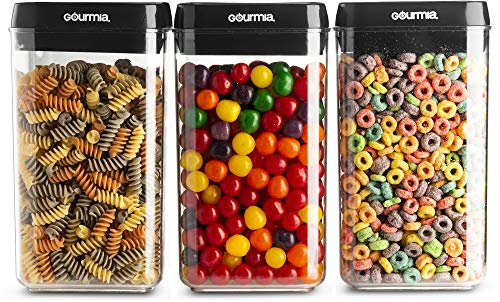 Product Cover Gourmia GEC9785 Airtight Food Storage Containers, 3 Pack, 2.3 Liter - Stackable, Easy Lock Clear Organizers with Airtight Lids - Preserves and Keeps Dry Goods Fresh and Dry - Space Saving, BPA Free