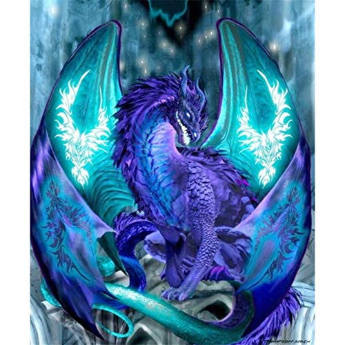 Product Cover 5D Diamond Painting Full Drill, Dragon Diamond Painting Kits for Adults Kids Crystal Rhinestone DIY Arts Craft for Home Wall Decor (N, 11.8x15.7inch)