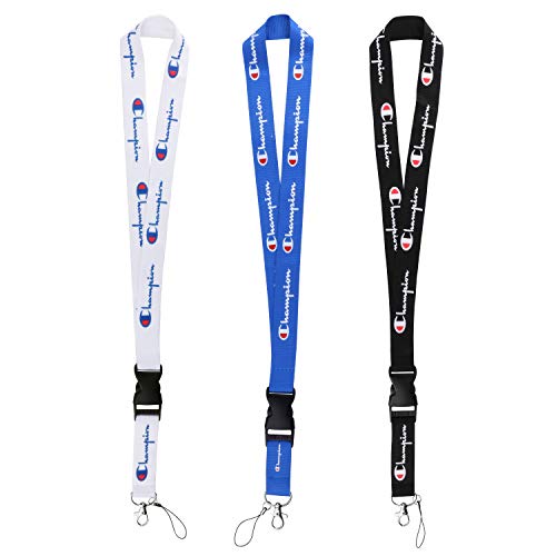Product Cover Lanyard 3 Pack Neck Lanyard Strap for Keys Keychains ID Holder Phones Bags Accessories- Blue Black and White with Quick Release Buckle.
