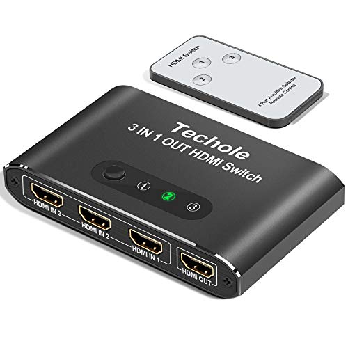 Product Cover HDMI Switch 4k HDMI Splitter-Techole Aluminum HDMI Switch 3 in 1 Out, HDMI Switch with IR Remote Control, Supports 4k@60HZ 3D HD1080P, HDMI Switcher for PS4 Xbox Apple TV Fire Stick Blu-Ray Player