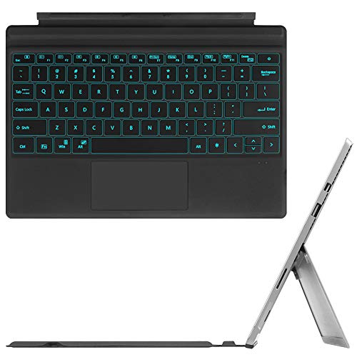 Product Cover Fintie Microsoft Surface Pro 7 Type Cover, [7-Color Backlit] Ultra-Slim Portable Wireless Bluetooth Keyboard with Rechargeable Battery and Trackpad, Compatible with Pro 6/Pro 5/Pro 4/Pro 3 (Black)