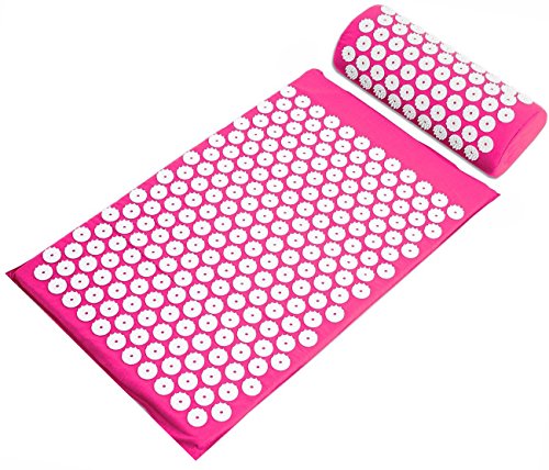 Product Cover BalanceFrom Acupressure Mat and Pillow Set for Back and Neck Pain Relief and Muscle Relaxation Massage (Pink)