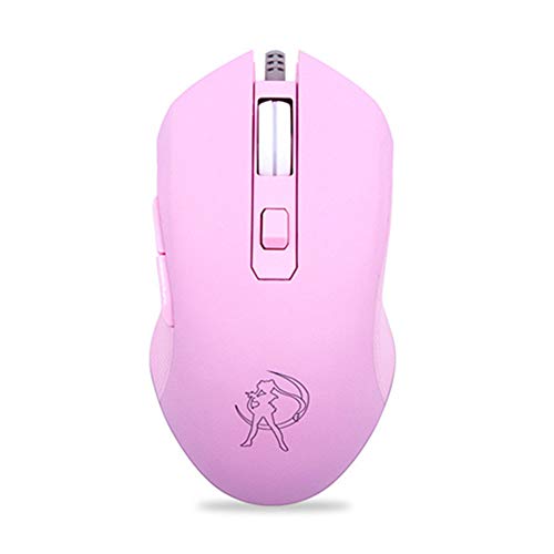 Product Cover Gaming Mouse Silent Click, 7 Colors Backlit Optical Game Mice Ergonomic USB Wired with 2400 DPI and 6 Buttons 4 Shooting for PC Computer Laptop Desktop Mac (Pink)