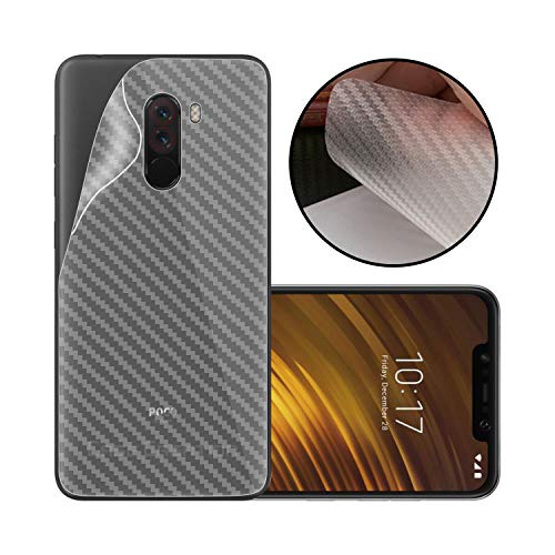 Product Cover Case Creation Ultra Thin Slim Fit 3M Clear Transparent 3D Carbon Fiber Back Skin Rear Screen Guard Protector Sticker Protective Film Wrap Not Glass for Mi Xiaomi Poco F1 (Carbonn)