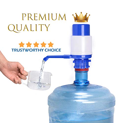 Product Cover Water Bottles Pump Blue Manual Hand Pressure Drinking Fountain Pressure Pump Water Press Pump with an Extra Short Tube and Cap Fits Most 2-6 Gallon Water Coolers ...